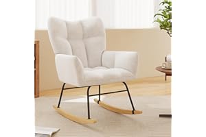 Skandiquip Nursery Rocking Chair, Rocking Chairs for Nursery, Baby Rocker Chair, Glider Rocker, Anti-Tip Safety Design, 440 Lb Weight Capacity, Cotton Fabric Cover, White