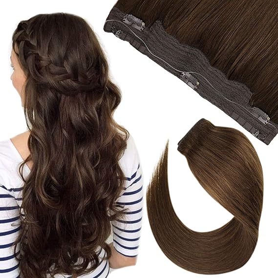 Hetto Halo Hair Extensions 12 Inch Flip on Hair Extensions 4 Dark