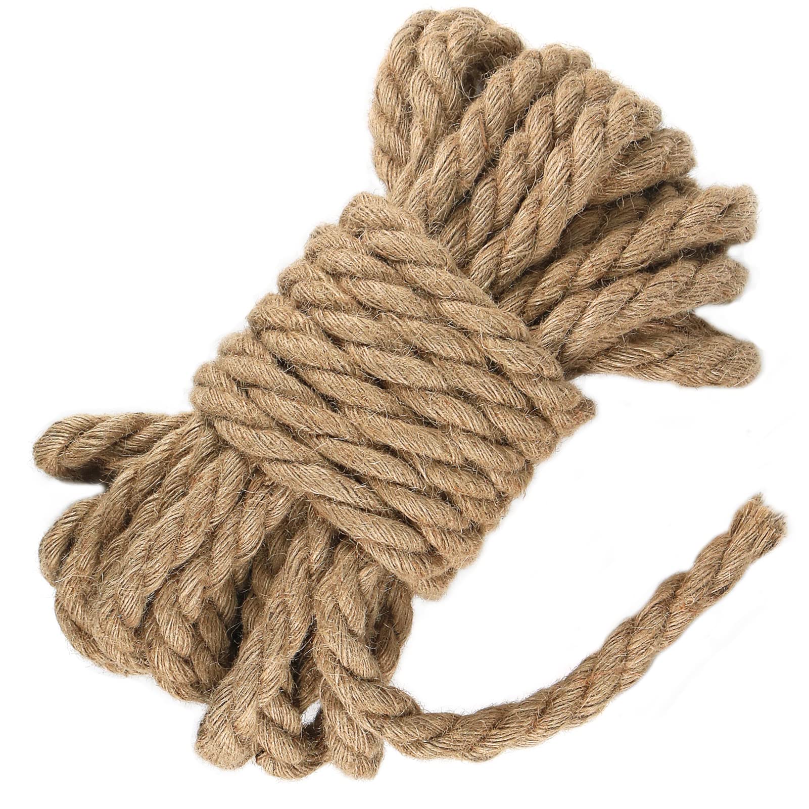 tenn well 16mm Jute Rope, 33 Feet Thick Garden Jute Twine String for DIY Cat Scratcher, Gardening, Bundling and Craft Decoration (Brown)