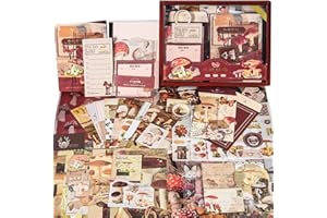 OFFIGIFT Scrapbooking Supplies Kit, Vintage Aesthetic Scrapbook Kit, Junk Journal Supplies with Scrapbooking Paper A6 Grid Notebook, Journaling Supplies, Birthday Craft Gift for Adult Teen Girl Kid, Mushroom
