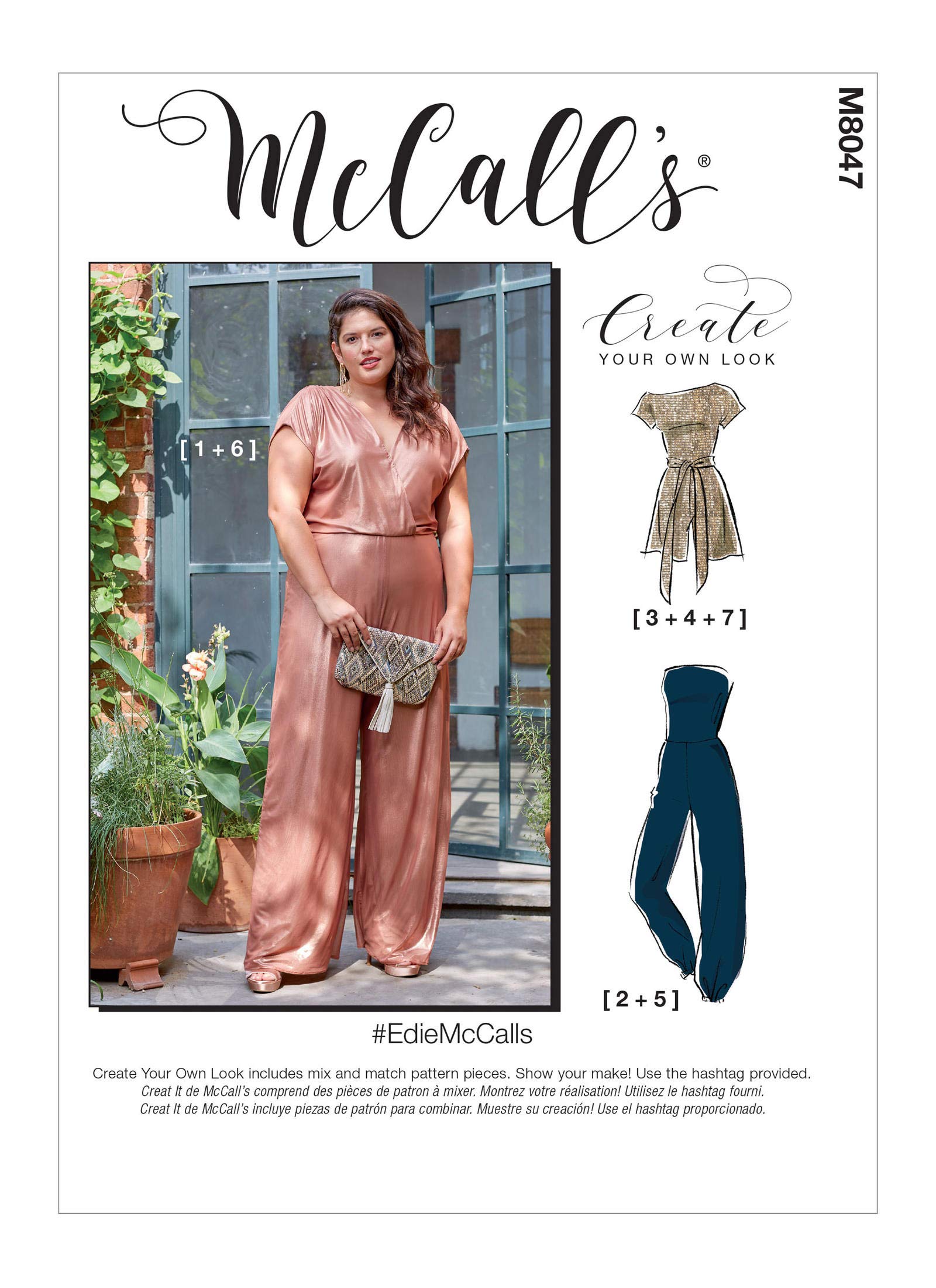 McCalls Pattern M8047B5 Misses' & Women's Romper, Jumpsuit & Sash, Paper, Various, B5 (8-10-12-14-16)