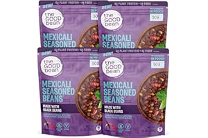 The Good Bean Heat and Eat Microwaveable Pouch - Mexicali Seasoned Beans - (4 Pack) 10 oz Pouch - Simmered Black Beans with Corn