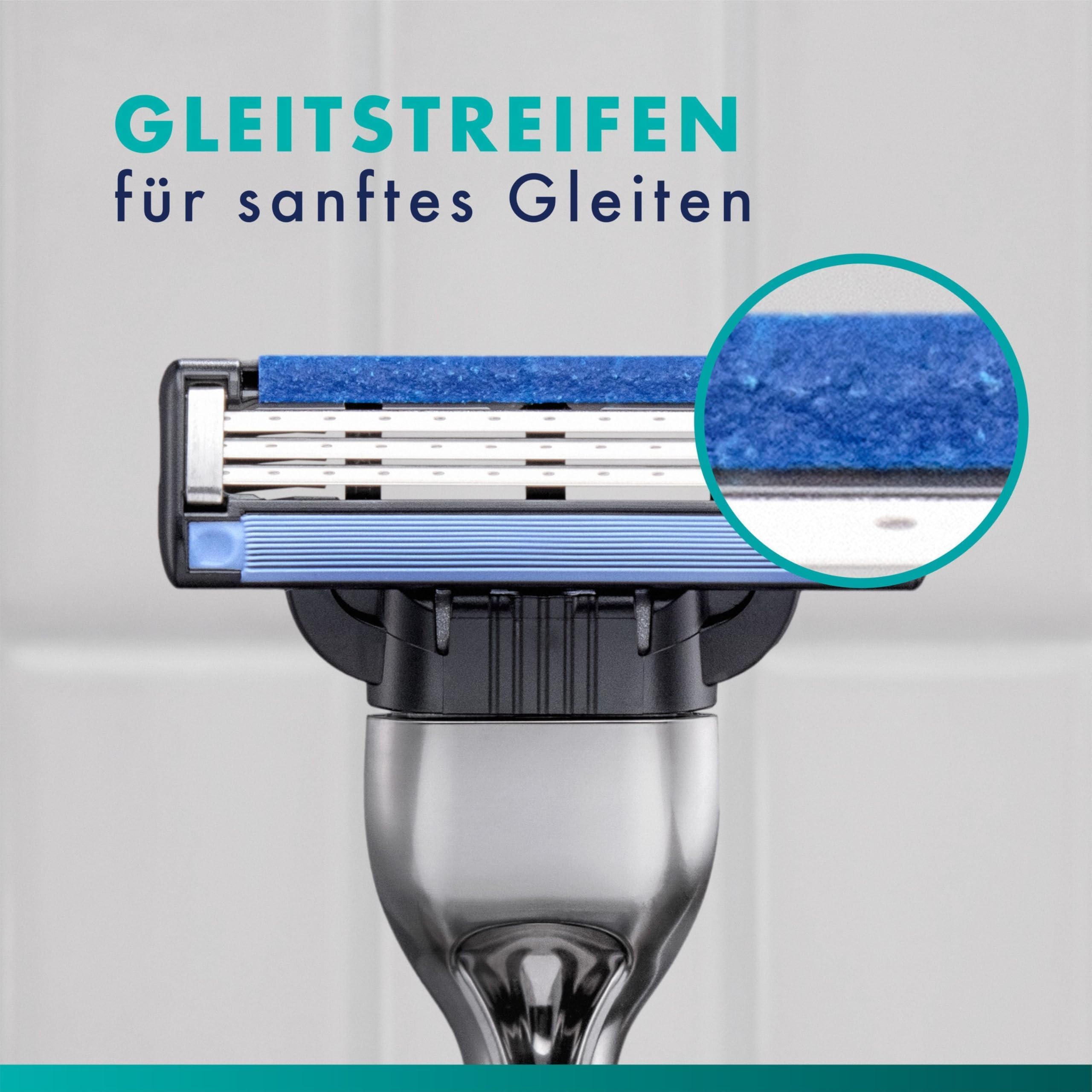 Gillette Mach 3 Klingen Herren, 25 Original Rasierklingen, Blau - Ersatzklingen Männer für Nassrasierer mit Gleitstreifen für Ein Sanftes Gleiten Und Klingenbeschichtung 3