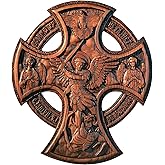 BGCOPPER Wooden Saint Michael Cross Wall Decor, Orthodox Cross Wall Crucifix, Catholic Archangel Michael Wall Cross - 10 Inch