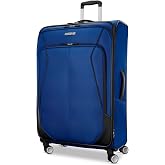 American Tourister 4 KIX 3.0 Checked-Large Softside Expandable Luggage with 4 Spinner Wheels, Sapphire Blue