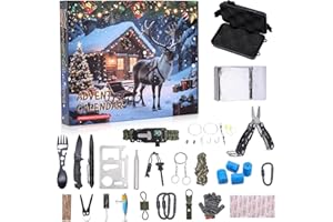 AUPAUTER Survival Kit Advent Calendars 2025,24 Days Christmas Countdown Calendar,Camping Fishing Hunting Gear,Essential Emergency Preparedness Kit with Cool Survival Gadgets Adventure Teen Boy Adults Gift