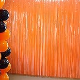 4Pack Orange Birthday Party Decorations, Orange Foil Fringe Backdrop Curtains Streamers for Birthday Party Decorations