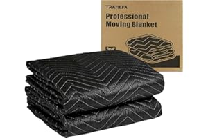 Trahefa (2 Pack) Moving Blanket 40x72 in, Furniture Blankets for Moving Quilted Packing Moving Blankets Heavy Duty Moving Pads (2pcs 40 * 72in)