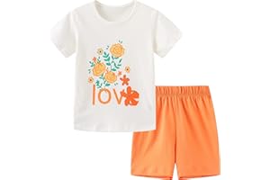 HOMAGIC2WE Toddler Girl 100% Cotton Shirt Short Pants Sets Cute Animal Cartoon Applique Summer Outfits Set