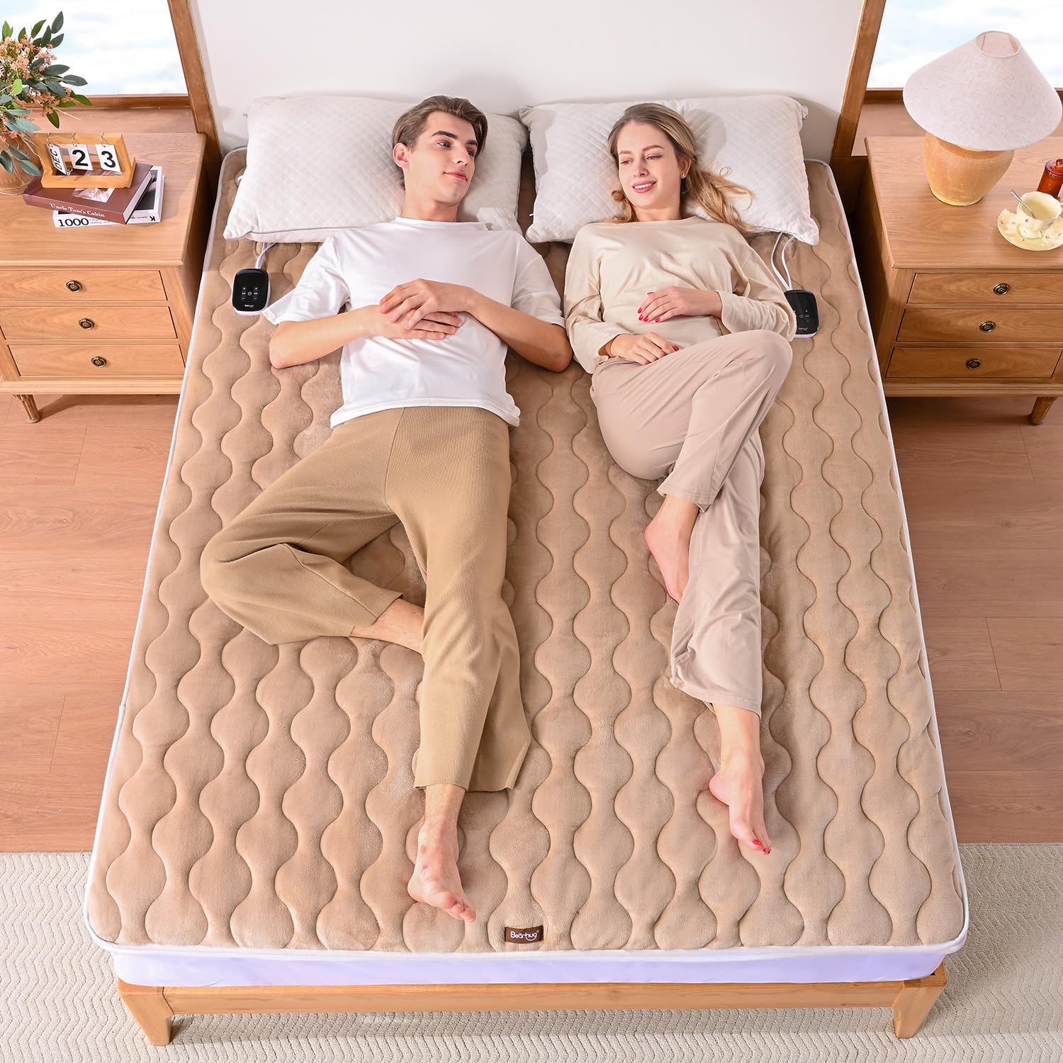 Photo 1 of Bearhug King Heated Mattress Pad, Dual Control Bed Warmer with 10 Heat Level, Auto Shut Off Timer, Zipper Electric Mattress Pad with Deep Pocket Up to 18", ETL Certified, Machine Wash 78" x 80", Brown