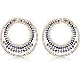 Large Round Crystal Stud Earrings for Women Hypoallergenic Big Cubic Zirconia Rhinestone Hoop Earrings fashion Jewelry gitfs for Wife Mom Her prom party