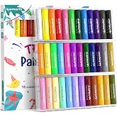 JUPITEARTH Tempera Paint Sticks for Kids, Quick Drying, 36 Colors | Non-Toxic and Washable Paint Sticks, 120 PDF Coloring Pages and 30 Stickers, Smooth, Mess-Free Art Supplies for Crafts