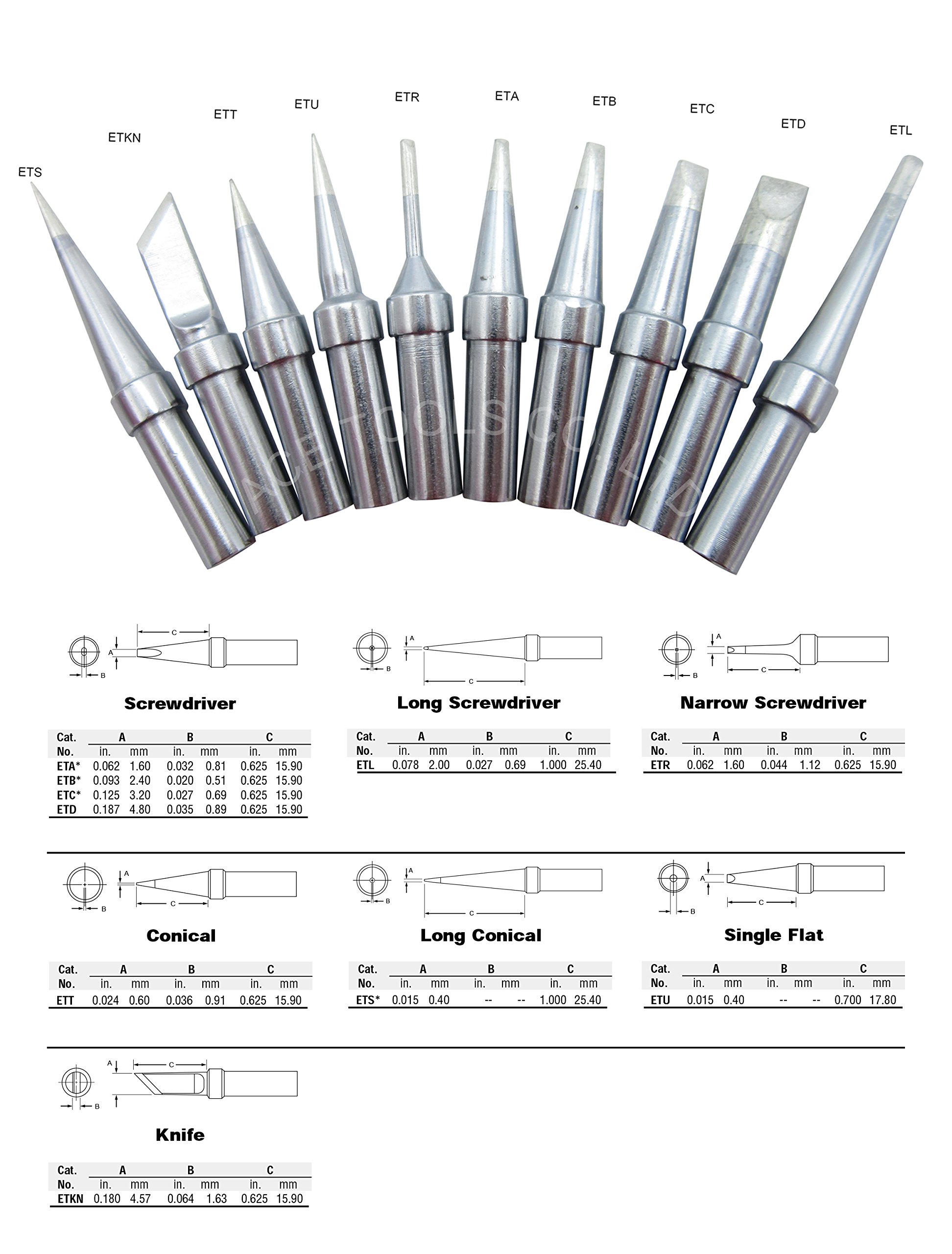10 PCS Weller ET Replacement Soldering Tips for WES51/50,WESD51,PES51