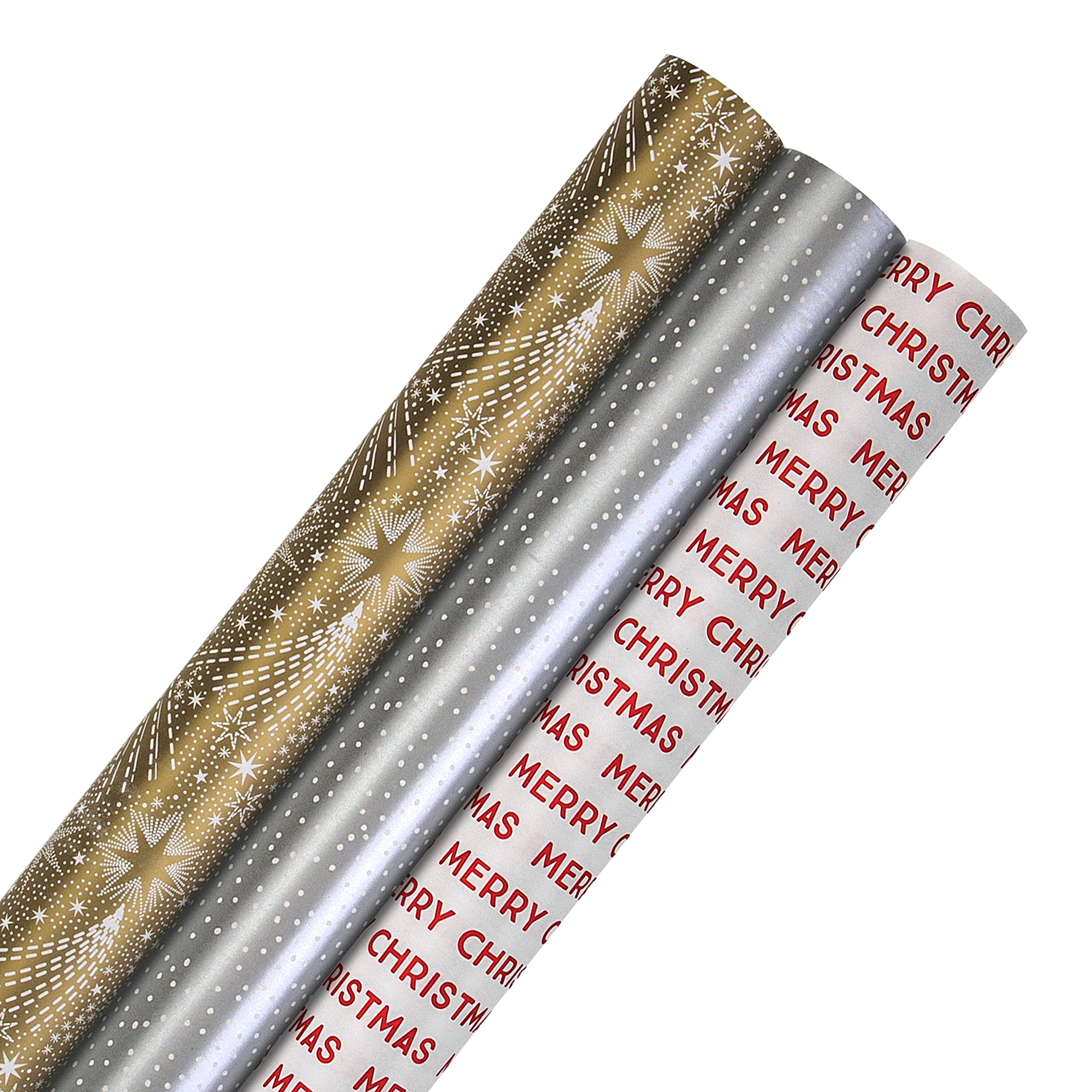 Hallmark Christmas Wrapping Paper Bundle - 3 Rolls in 3 Designs