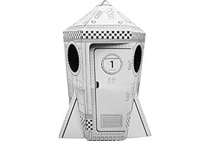 Adventure Awaits! Kids Cardboard Rocket Playhouse - Color, Draw, and Customize - Great for Playtime and Arts-and-Crafts Time