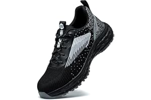 ISOOUS Steel Toe Shoes for Men Non Slip Work Shoes Women Lightweight Comfortable Safety Work Shoes for Men Puncture Proof Steel Toe Sneakers for Construction