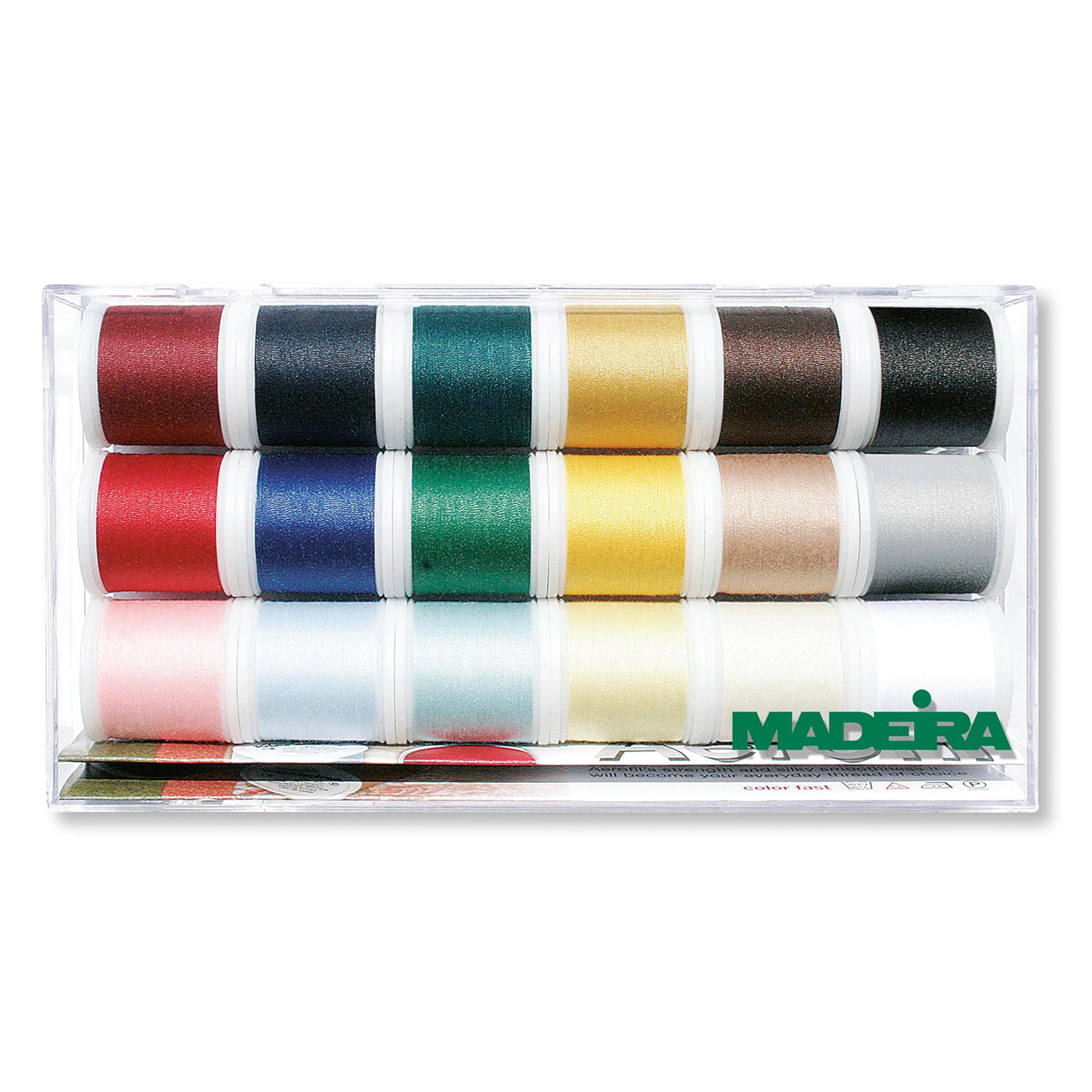 Madeira Aerofil 'Allesnäher' (Sewing All-Rounder) 8041 Sewing Thread Box with 18 Coloured Bobbins of 200 m Each