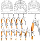 24 Pack Geometry Tool Set, Math Compass for Geometry and 6 Inch Protractor Set Include Metal Compass with Pencil and Clear Plastic Protractor for Student Classroom Office Woodworking Art Drawing