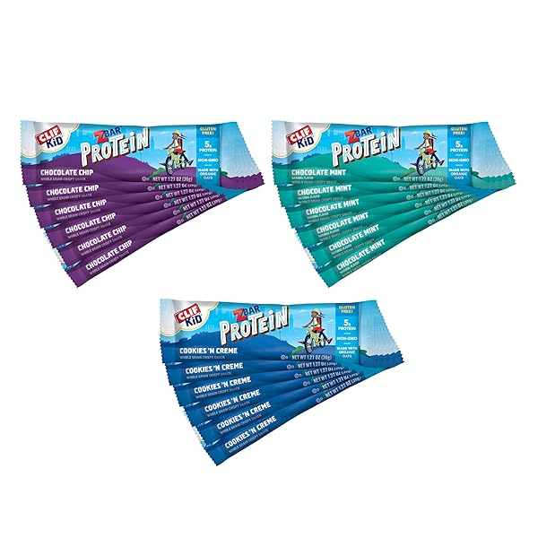 ZBAR PROTEIN – CHOCOLATE CHIP, CHOCOLATE MINT, AND COOKIES ‘N CREME – VARIETY PACK – CRISPY SNACK BARS – MADE WITH ORGANIC OATS – NON-GMO – 5G PROTEIN – GLUTEN FREE PROTEIN BARS (18 PACK)
