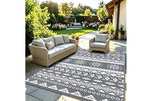 Mokani Reversible Outdoor Rug 5x8ft Waterproof, Washable Patio Rugs, Lightweight Foldable Balcony Carpet UV Resistant Boho Ma