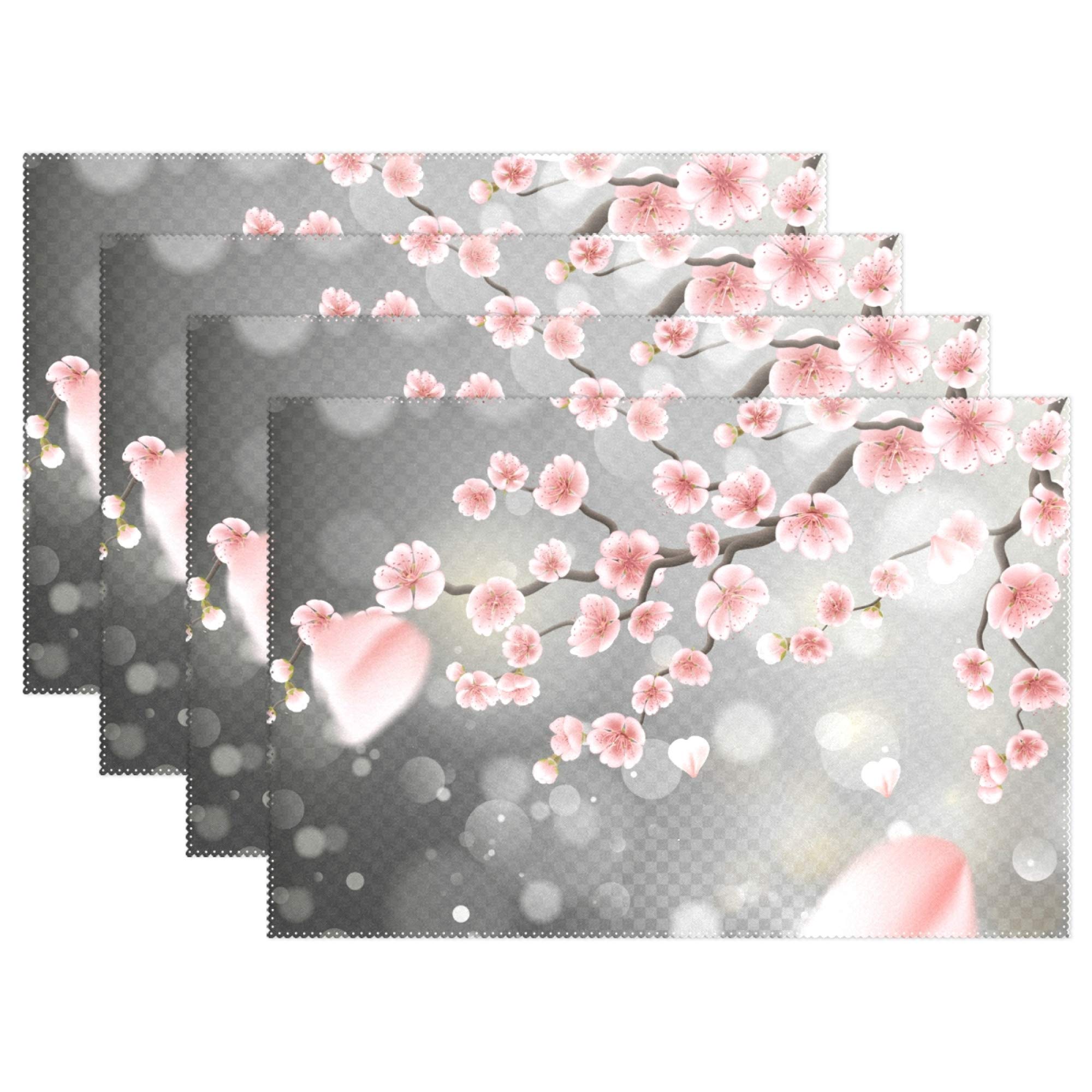 Placemats Blossoming Pink Sakura Flowers Place Mats Dining Table Mats Christmas Decoration 4pcs