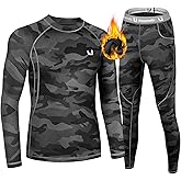 Men's Thermal Underwear Sets Top & Long Johns Base Layer Fleece(Sets Camouflage, S)