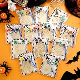 GlikCeil 12 Set Halloween Crafts for Kids DIY Wooden Slices Cutouts | Wooden Painting Kits with Paints, Brushes, Cards, Bags, DIY Ghost Pumpkin Art Activity, Classroom Party Favors, Bag Stuffers