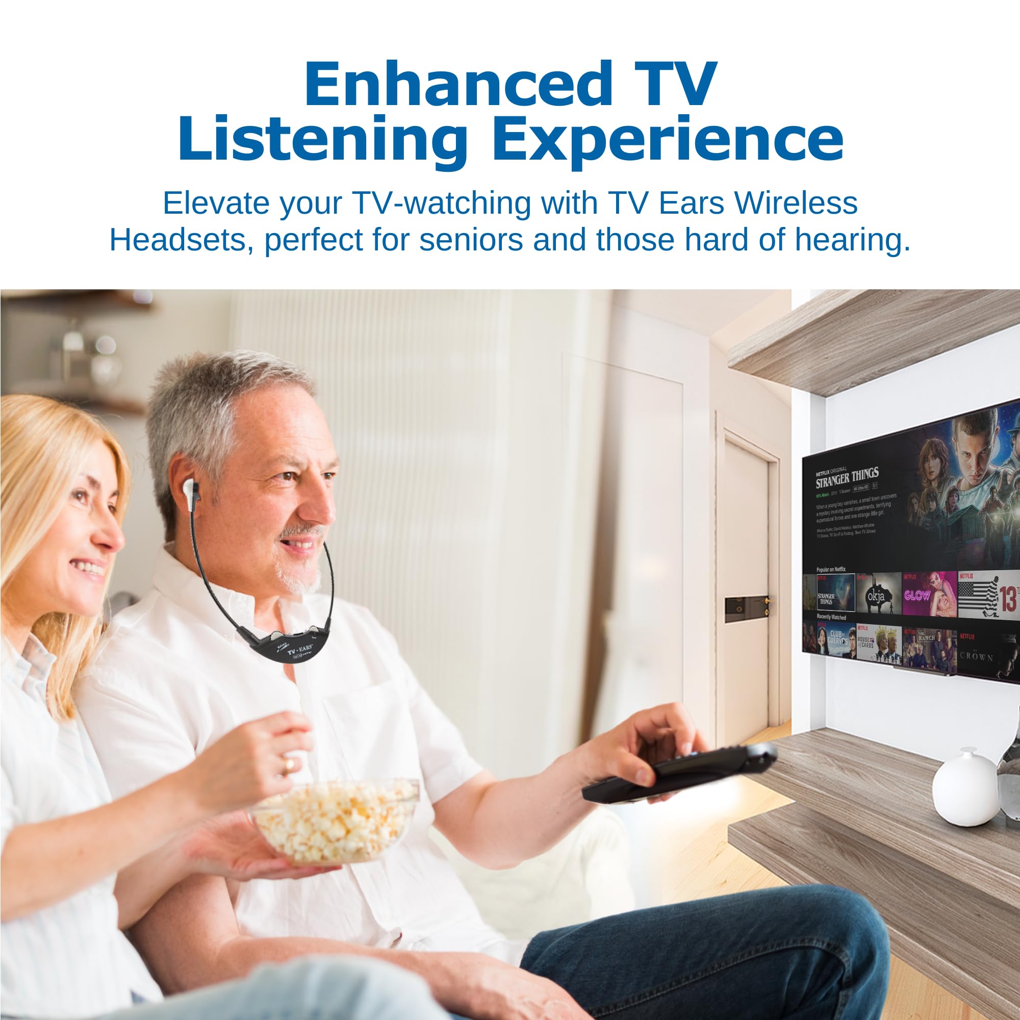 TV · Ears Long Range Digital Wireless Headset System, 5.8 GHz RF Transmitter Headsets for TV, Ideal for Seniors & with Hearing Difficulties, Works with a Wide Range of TV Brands, 1 Pair