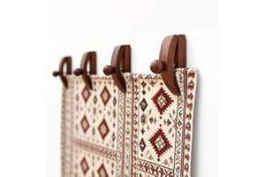 OHIYO Solid Walnut Wood Tapestry Wall Hangers 4 Pack Quilt Hangers, Blanket Hanger Clamps for Display, Wooden Wall Clips for 