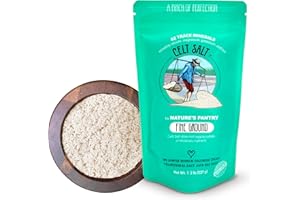 CELT SALT BY NATURE'S PANTRY Celtic Salt Fine Ground, Celt Salt By Natures Pantry, 82+ Minerals, non-GMO, Organic & Unrefined, Gluten-Free, Authentic, Cooking, Baking, Electrolytes, Healthy Seasoning,1/2lb (8oz) Bag