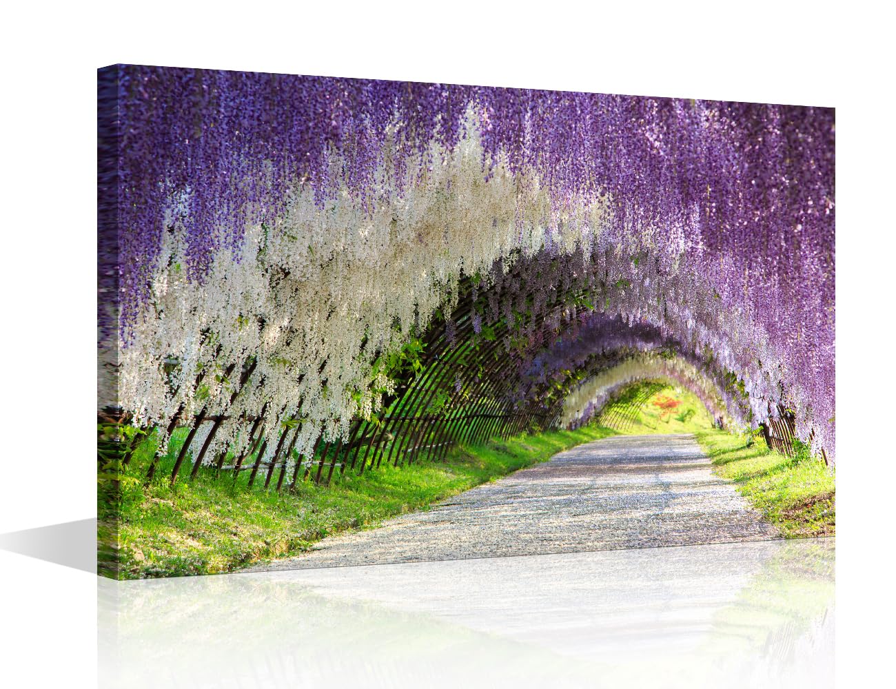 TISHIRON Purple Flowers Wall Art for Living Room Wisteria Flower Arch Bedroom Wall Decor Natural Landscape Wall Paintings for Office Modern Artwork Stretched and Framed Ready to Hang, 24x16in