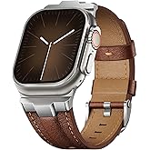 Leather bands Compatible With Apple Watch Ultra Band 49mm 46mm 45mm 44mm 42mm, Superior Genuine Leather Rugged Metal Connector Durable Strap for Men iWatch Ultra3 2 1,Series 11 10 9 8 7 6 5 4 3 SE3 SE