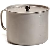 Vargo Titanium Ti-Lite 900 Mug | Large Titanium 900 ml capacity (30 oz) Pot for Cooking | Portable Titanium Cooking Pot for Outdoors | Cooking Mug with Strainer Lid T-417