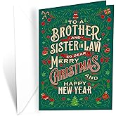 Prime Greetings Brother and Sister In Law Christmas Card, Made in America, Eco-Friendly, Thick Card Stock with Premium Envelope 5in x 7.75in, Packaged in Protective Mailer