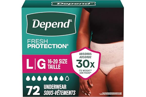 Depend Fresh Protection Adult Incontinence Underwear for Women (Formerly Depend Fit-Flex), Disposable, Maximum, Large, Blush,