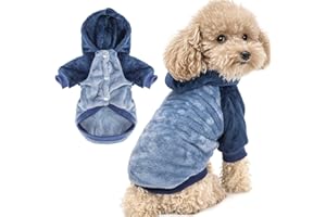 FabriCastle Dog Hoodie Sweater for Small Dogs Boy and Girl, Small Dog Clothes XS XXS Puppy Sweatshirt, Pet Outfit, Cat Clothing Super Soft Warm Snap On Closure (Blue-Navy, X-Small)