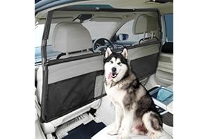 Feestars Dog Barrier for SUV Truck,56" Car Divider for Pet, SUV Dog Barrier for Cargo Area,Back Seat Car Gate with See Throug