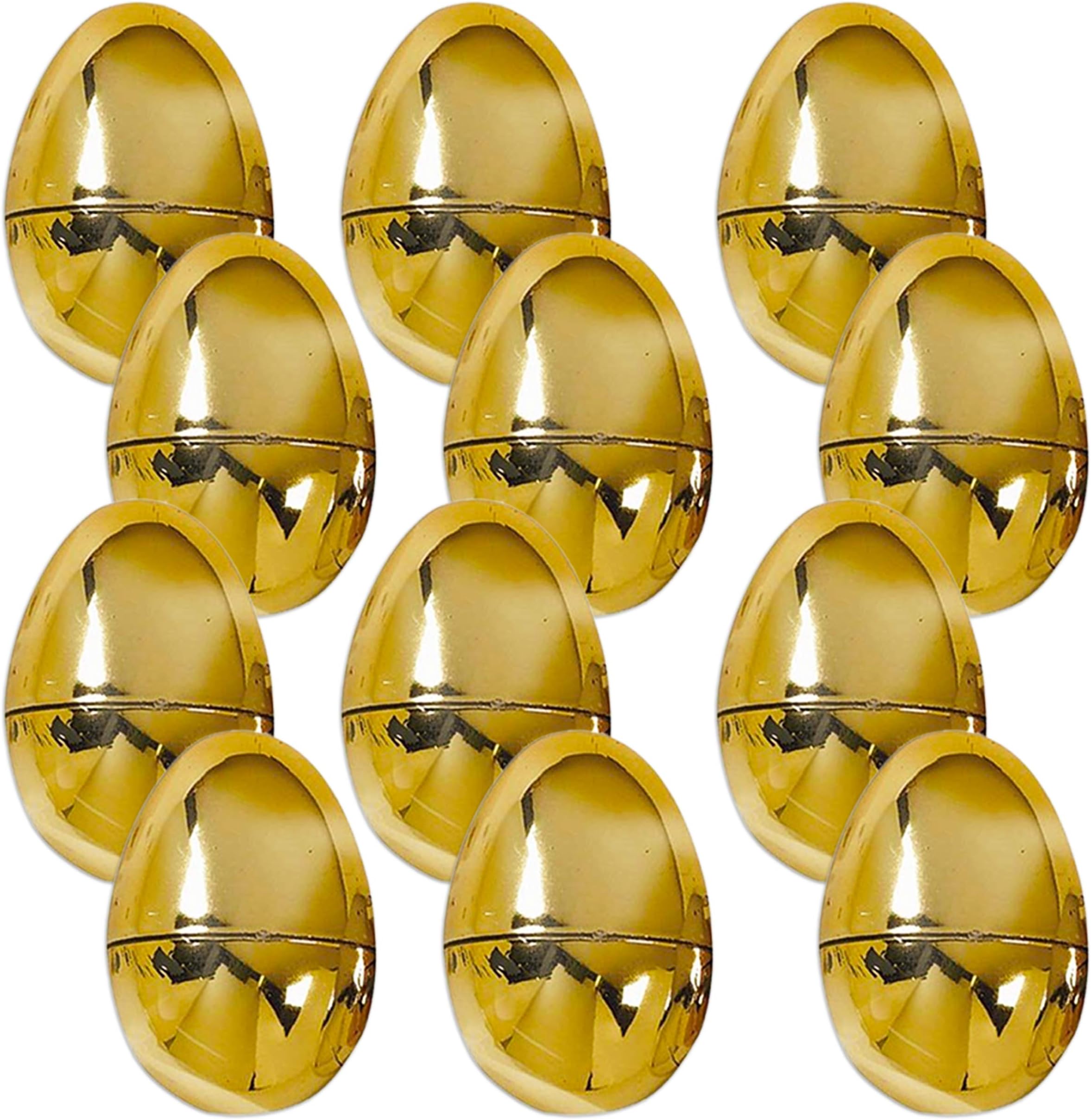 Gold Easter Eggs 6 Metallic for Crafts Kids Toddlers (4" Jumbo Eggs, Plastic)