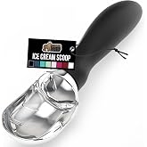 GORILLA GRIP&reg; Heavy Duty Ice Cream Scoop, Professional Scooper, Black | BPA-Free, Dishwasher Safe, Comfortable Zinc Alloy Handle, Easily Scoops Hard Gelato, Sorbet, Cookie Dough, Melon, Round Cones