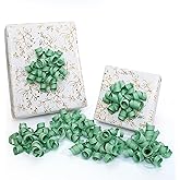 LaRibbon Sage Green Bows - Curly Ribbon Gift Bows, Self Adhesive for Wedding Decor, Bridal Shower, Gift Wrapping - 6 Counts