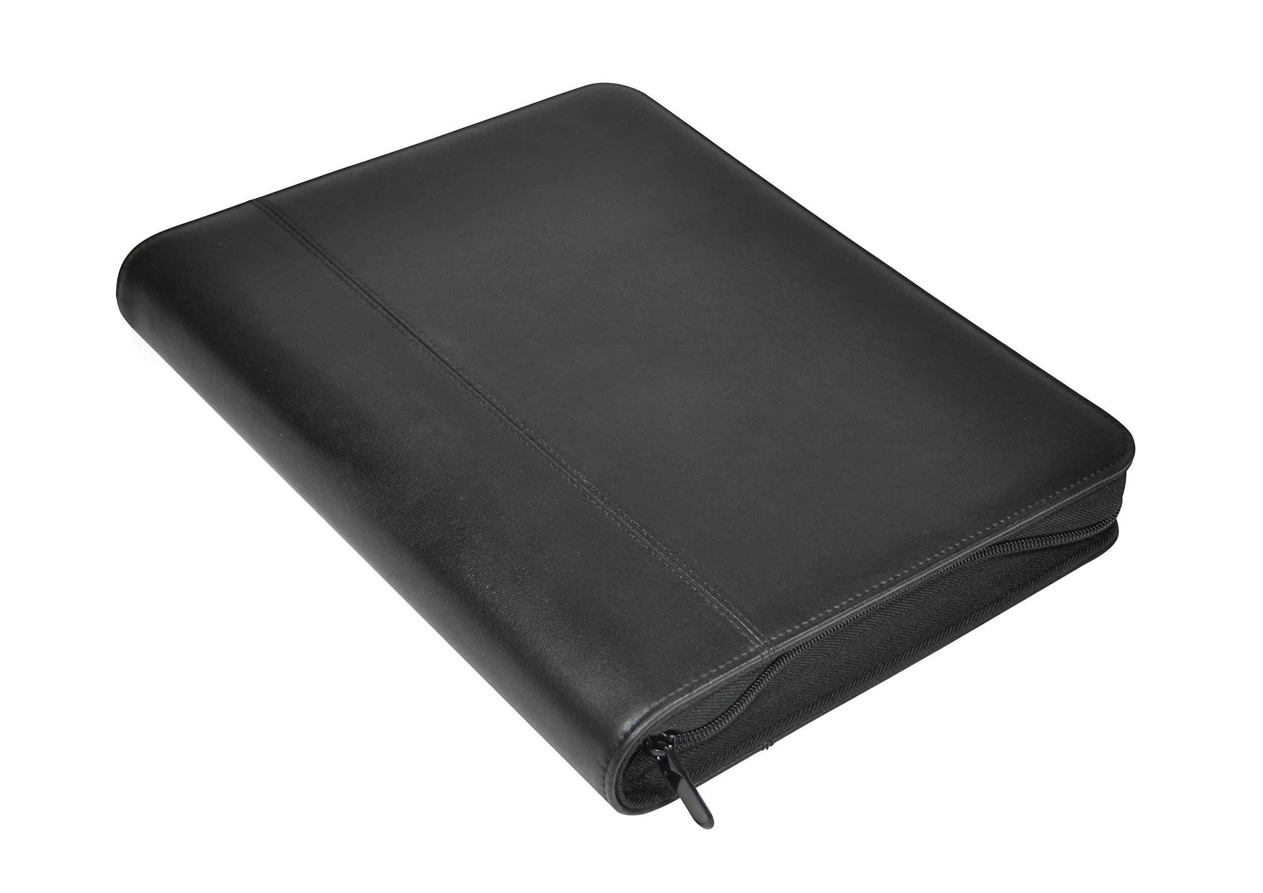 Monolith 200002828P Conference Folder with 4 Ring Mechanism, Leather Effect with Pockets for Tablet and Pen, Black