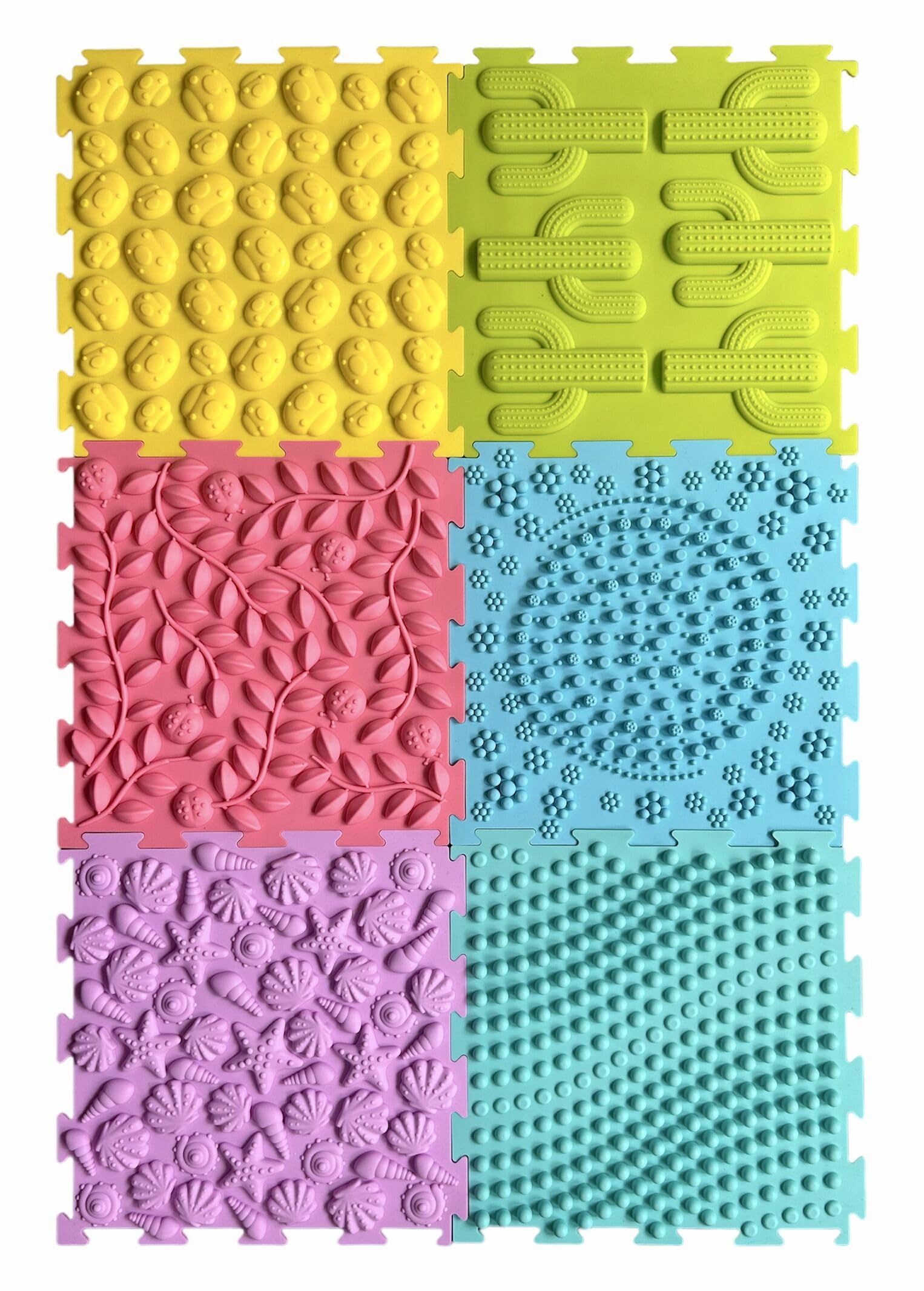 HB.YE Massage Puzzle Floor Mats Orthopedic Game Mat Multicolor Silicone Training Mat Textured Sensory Play Mat Tiles for Kids and Adult,Autistic Children (Candy Color)