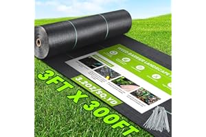 PALATALA 3x300FT Weed Barrier Landscape Fabric Heavy Duty, 3.2oz Weed Control Garden Cloth, Block Gardening Ground Cover Mat, Woven Geotextile Fabric for Driveway, Gravel, Greenhouse, Underlayment
