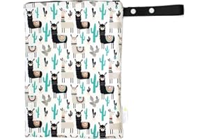 Itzy Ritzy Sealed Wet Bag with Adjustable Handle - Washable & Reusable Wet Bag with Water Resistant Lining Ideal for Swimwear, Diapers, Gym Clothes & Toiletries; Measures 11" X 14", Llama Town, Medium