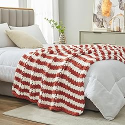Amélie Home Chunky Knit Blanket Throw, Thick Soft