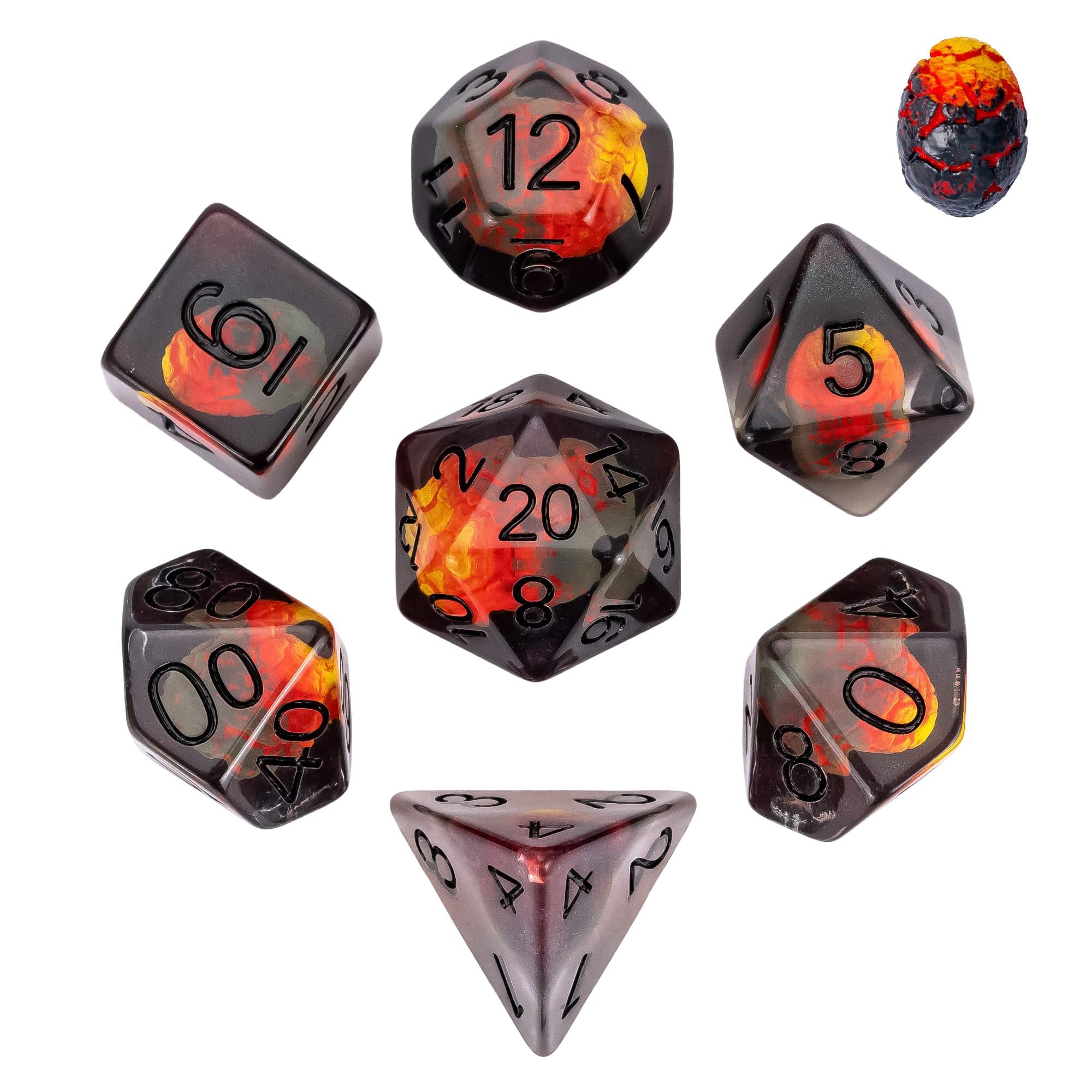 Cusdie 7-Piece Resin Dice Set with Dragon Egg Design - Perfect for Tabletop Gaming, Gifting, and Collecting
