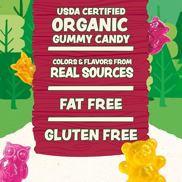 BLACK FOREST ORGANIC GUMMY FOREST FRIENDS CANDY, MADE WITH REAL FRUIT JUICE, COLORS AND FLAVORS FROM NATURAL SOURCES, GLUTEN FREE AND FAT FREE, 4.5OZ BAG