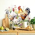 Chicken Family Wall Stickers, sacinora Rooster Hen Chicks Farm Idyllic Wall Decals Removable Vinyl Peel and Stick for Farmhouse Kitchen Dining Room Nursery Pantry Home Decorations