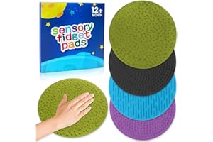 CHESLICR Sensory Fidget Toys Sensory Mats for Toddler Easter Basket Stuffers 4PC Silicone Tactile Pad for Autism Kid Quiet Calm Down Special Need Textured Mini Floor Tiles Fidgets Baby Sensory Development Toy