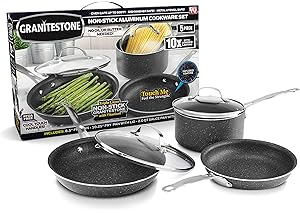 GRANITESTONE 5 Piece Cookware Set, Scratch-Proof, Nonstick Granite-coated, PFOA